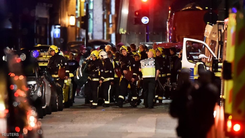 Emergency services attend to an incident near London Bridge in London