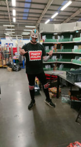 Glen Walton, a postman, wears fancy outfits at work and raises money for charity, as the spread of coronavirus disease (COVID-19) continues, in Mansfield Woodhouse